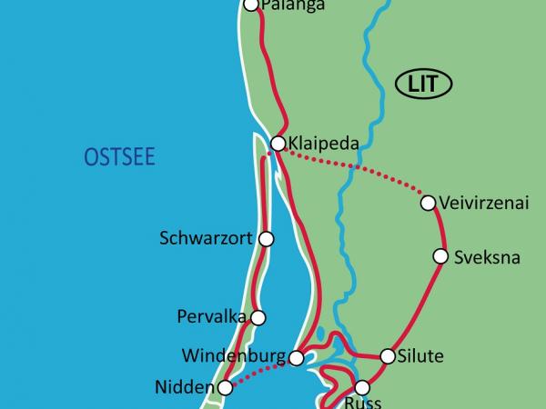 map Around the Curonian Lagoon