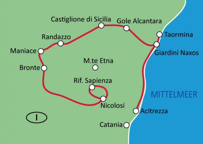 Tourmap Sicily - Etna Roundtrip