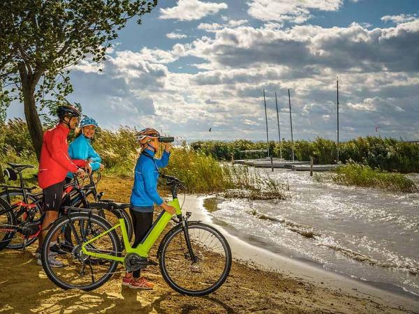 Cyclist on the bank of Lake Neusiedl