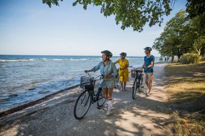 Cyclists on a beach