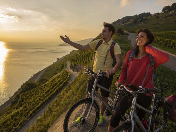 Radler im Lavaux am Genfersee