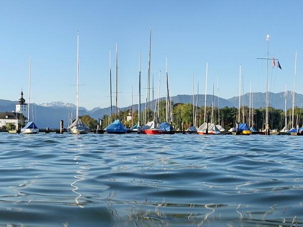 View of Ort Castle on Lake Traunsee