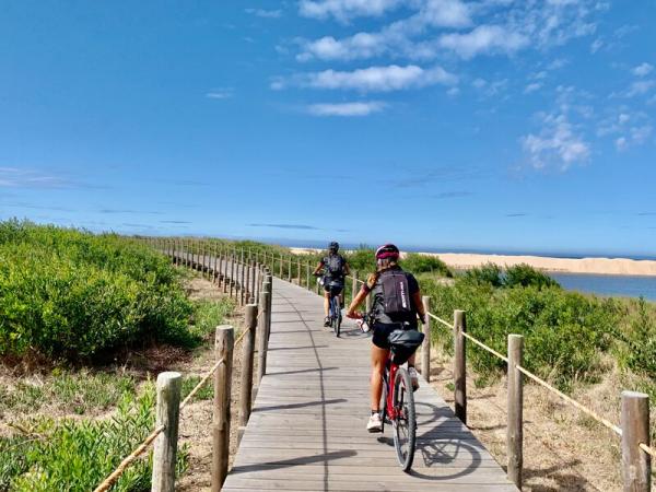 Cycling along the beach