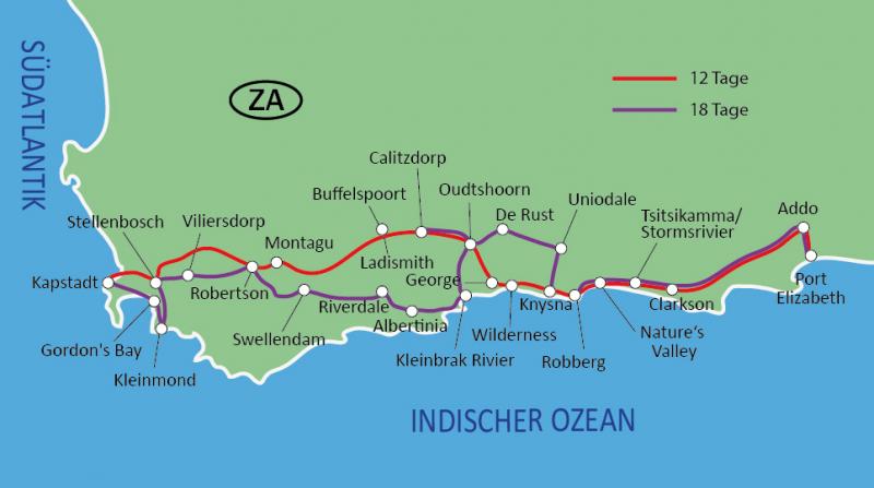 Tour Map Garden Route