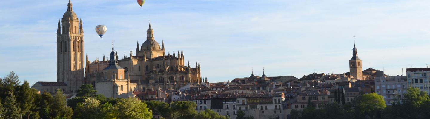 Cathedral with hot air balloons